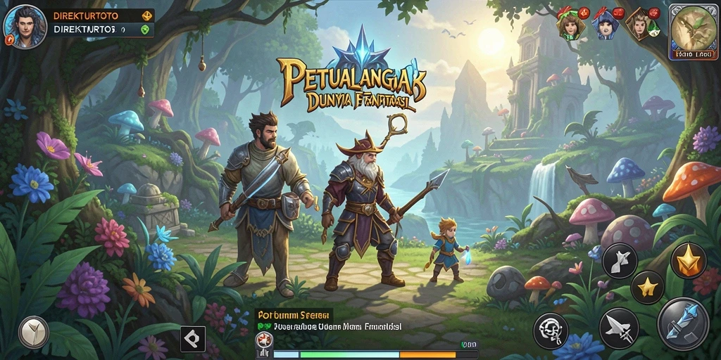 Tampilan dinamis dari gameplay petualangan di DIREKTURTOTO.