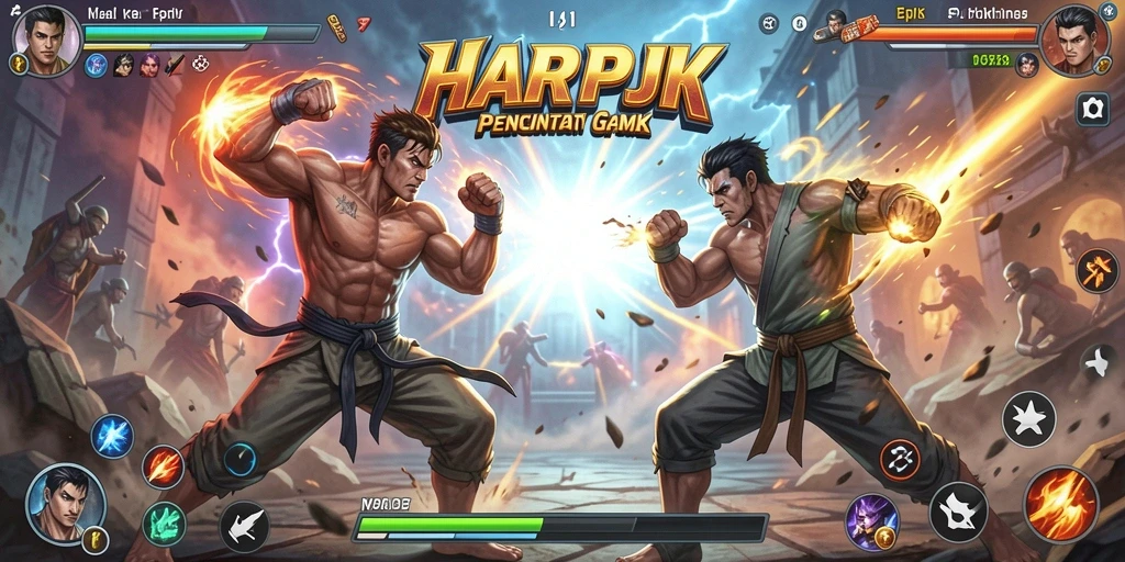 Tangkapan layar pertarungan epik dalam HARAPJP dengan grafis menawan.