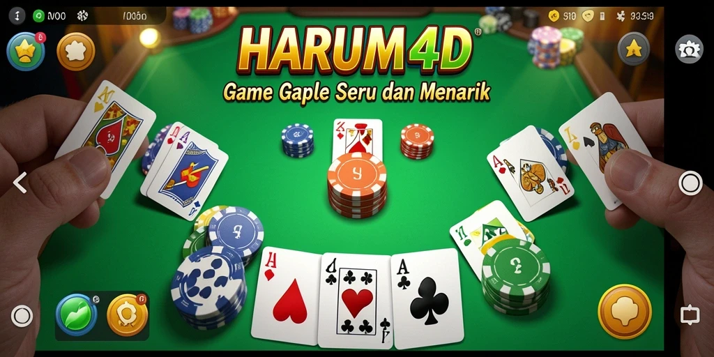 Tampilan gameplay seru dari HARUM4D yang menampilkan kartu Gaple.