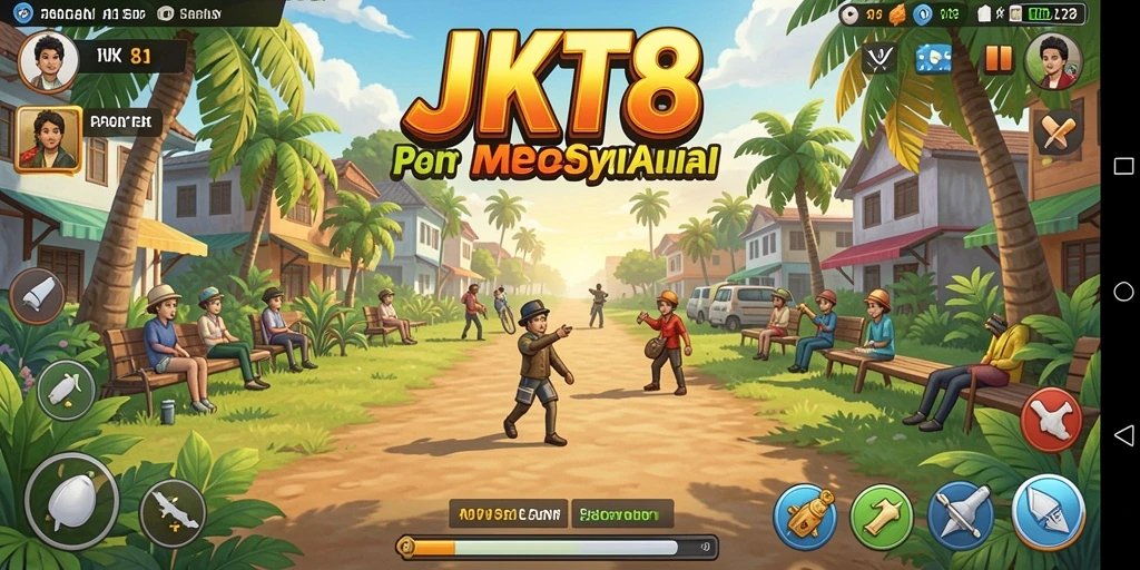 Screenshot gameplay JKT8 yang penuh warna dan menyenangkan.