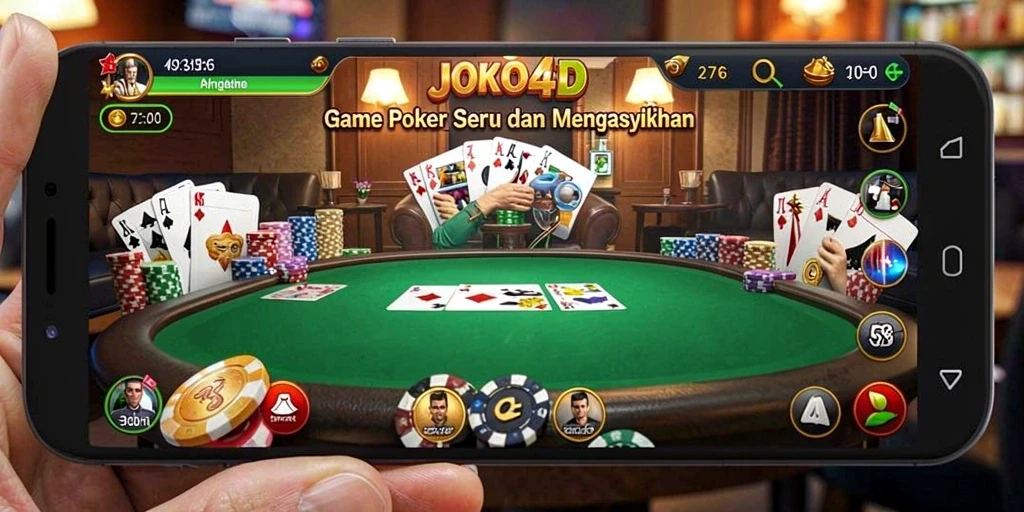 Tampilan gameplay menegangkan di JOKO4D saat bermain poker.