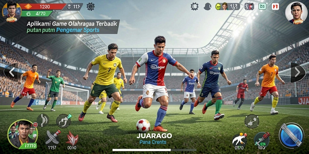 Screenshot JUARAGO menampilkan aksi seru dalam pertandingan olahraga.