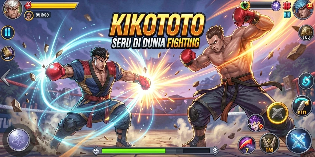 Tampilan aksi mendebarkan dalam gameplay Fighting KIKOTOTO.