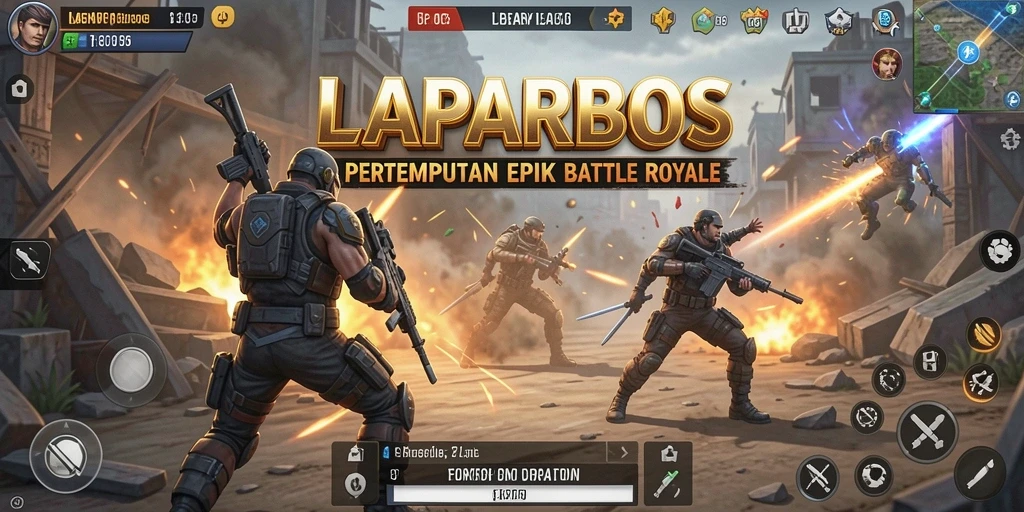 Gameplay seru di LAPARBOS dengan pertempuran Battle Royale intens.