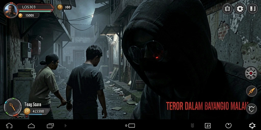 Screenshot gameplay LOS303 menampilkan suasana mencekam dan adegan menakutkan.