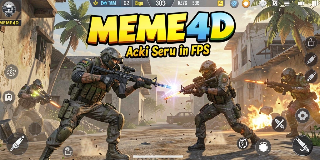 Tampilan aksi seru dalam gameplay FPS MEME4D.