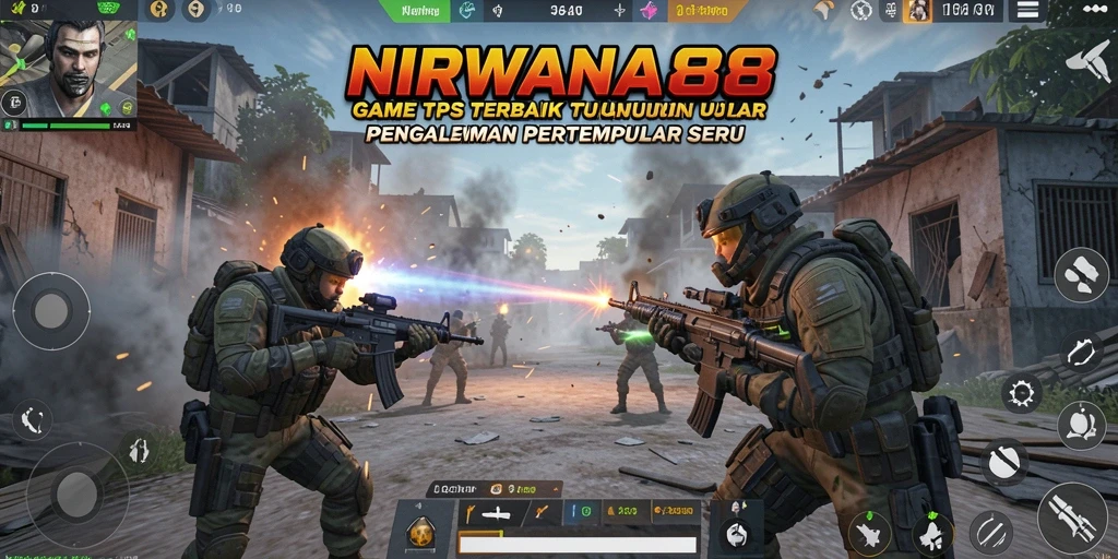 Screenshot gameplay NIRWANA88 menampilkan pertempuran intens antar karakter TPS.