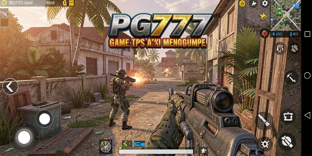 Screenshot menunjukkan aksi intens gameplay PG777 dalam pertempuran TPS.