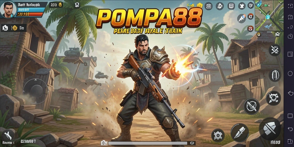 Screenshot aksi mendebarkan dalam game Battle Royale POMPA88.