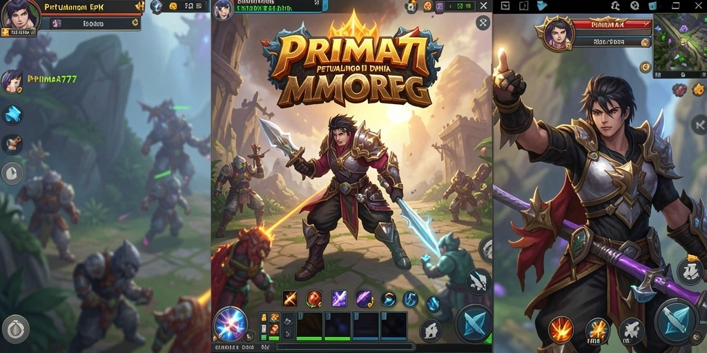 Tampilan gameplay epik di dunia <strong>PRIMA77</strong> dengan pertarungan seru.