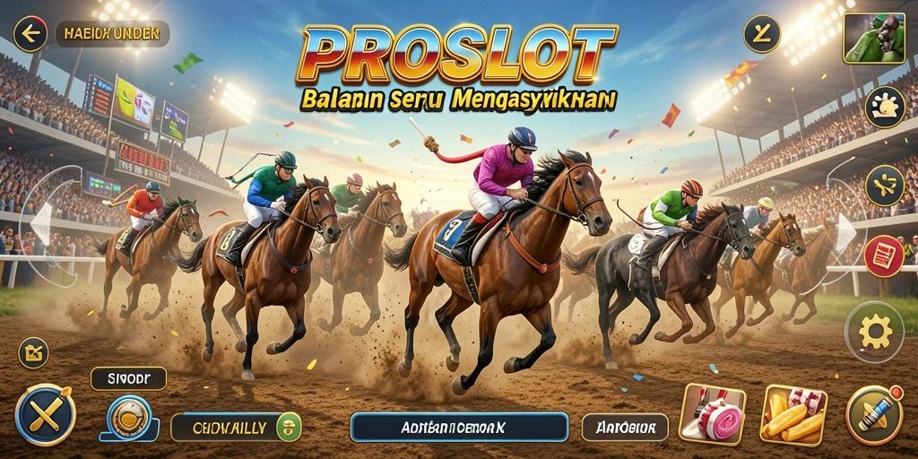 Tampilan gameplay seru dari PROSLOT dengan balapan intens.