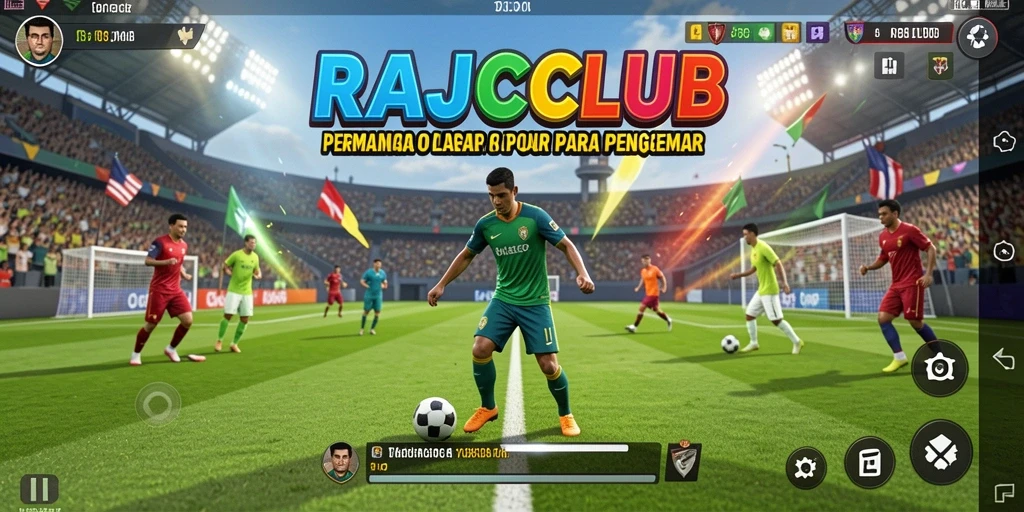 Tampilan gameplay RAJACLUB dengan aksi olahraga yang seru.