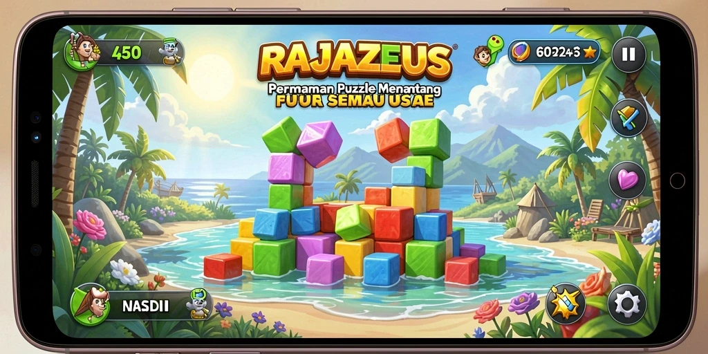 Screenshot gameplay RAJAZEUS yang menampilkan puzzle yang menarik.