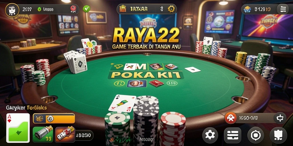 Tampilan gameplay menarik dari RAYA22 yang menggugah selera bermain Poker.