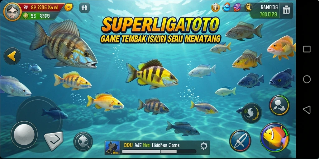 Gameplay menembak ikan yang seru dan penuh warna di SUPERLIGATOTO.