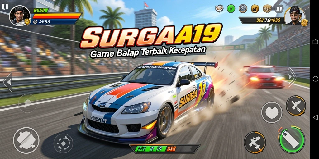 Tampilan gameplay Racing SURGA19 yang mendebarkan dan grafis menawan.