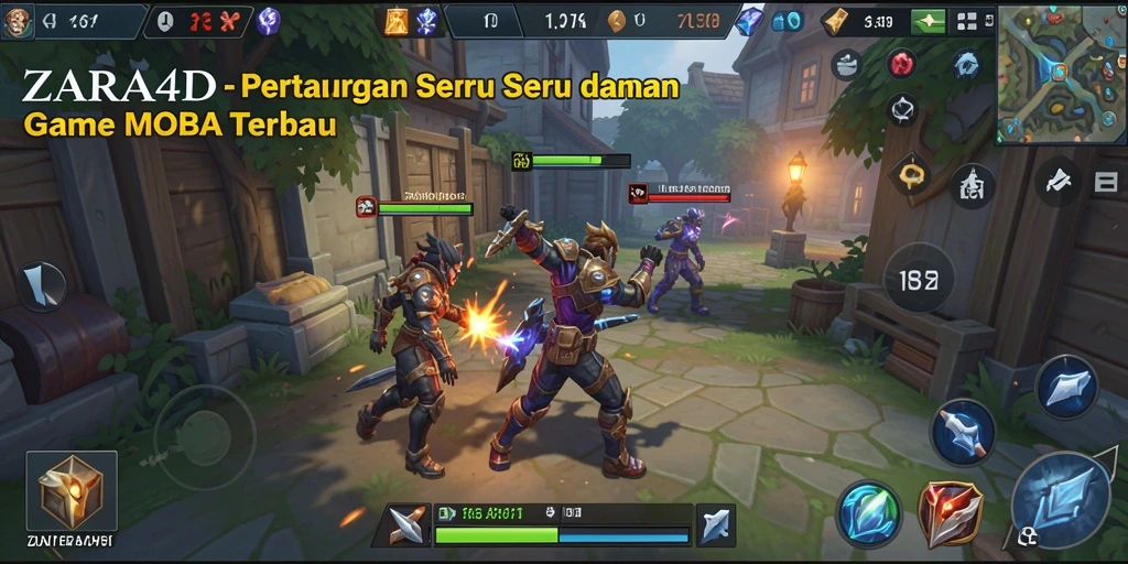 Tampilan gameplay MOBA yang mendebarkan di ZARA4D.