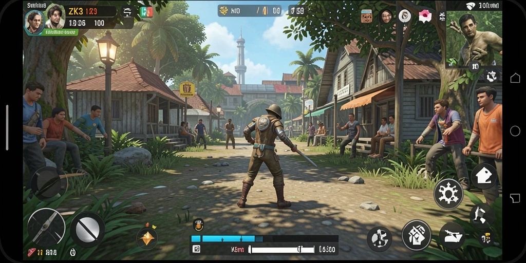 Tampilan gameplay menarik dari ZK3 dengan karakter yang berinteraksi.